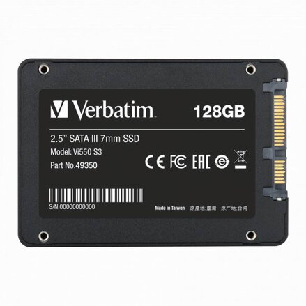 SSD Interní Verbatim Vi550, 49350, 128GB, černý, 560 MB/s-R, SATA III, 430 MB/s-W