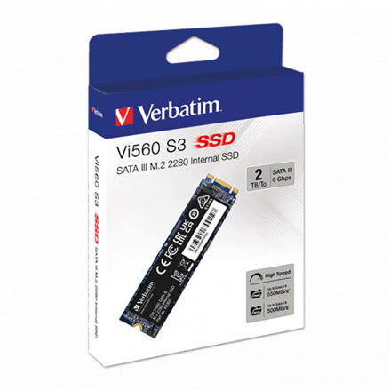 SSD Interní Verbatim Vi560, 49365, 2000GB, černý, 550 MB/s-R, SATA III, 500 MB/s-W