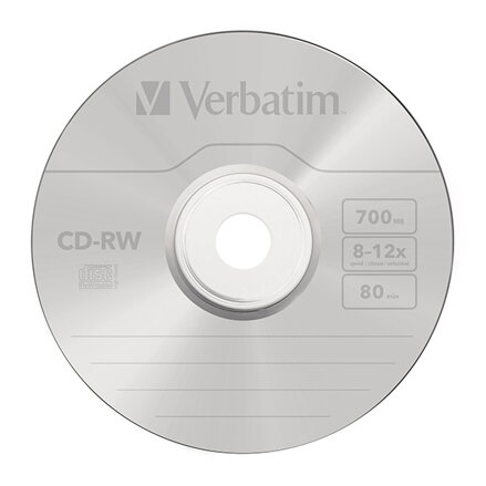 Verbatim CD-RW, 43148, SERL Scratch Resistant, 10-pack, 700MB, 12x, 80min., 12cm, bez možnosti potisku, jewel box, pro archivaci d
