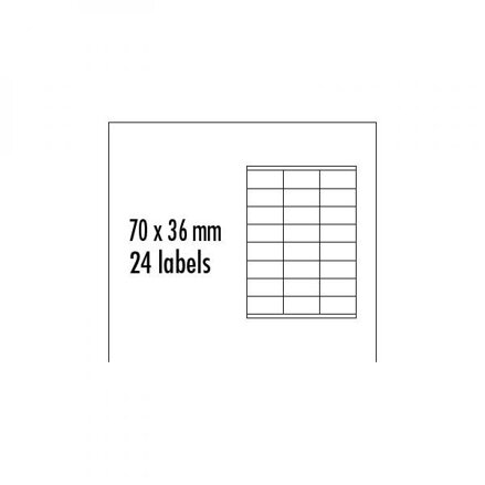 Logo etikety 70mm x 36mm, A4, matné, žluté, 24 etikety, baleno po 10 ks, pro inkoustové a laserové tiskárny