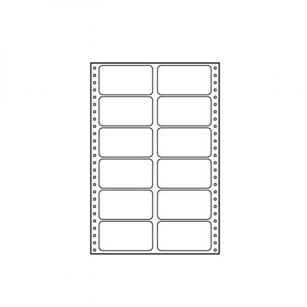 Tabelační etikety 89 x 48.8 mm, A4, dvouřadé, bílé, 12 etiket, baleno po 25 ks, pro jehličkové tiskárny