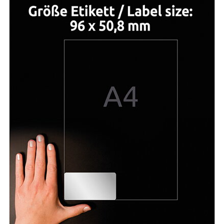 Avery Zweckform etikety 96mm x 50.8mm, A4, stříbrné, 10 etiket, velmi odolné, baleno po 20 ks, L6012-20, pro laserové tiskárny