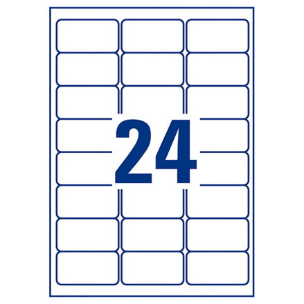 Avery Zweckform etikety 63.5mm x 33.9mm, A4, bílé, 24 etiket, velmi odolné, baleno po 20 ks, L4773-20, pro laserové tiskárny a kop