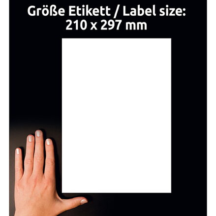 Avery Zweckform etikety 210mm x 297mm, A4, bílé, 1 etiketa, velmi odolné, baleno po 20 ks, L4775-20, pro laserové tiskárny a kopír