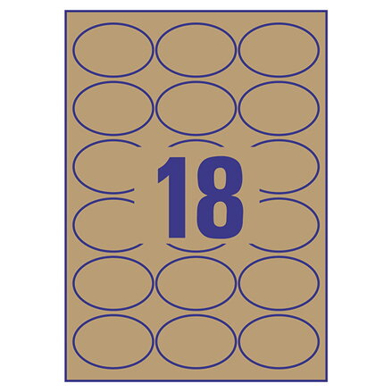 Avery Zweckform etikety 63.5mm x 42.3mm, A4, přírodně hnědé, 18 etiket, baleno po 25 ks, L7103-25, pro laserové a inkoustové tiská