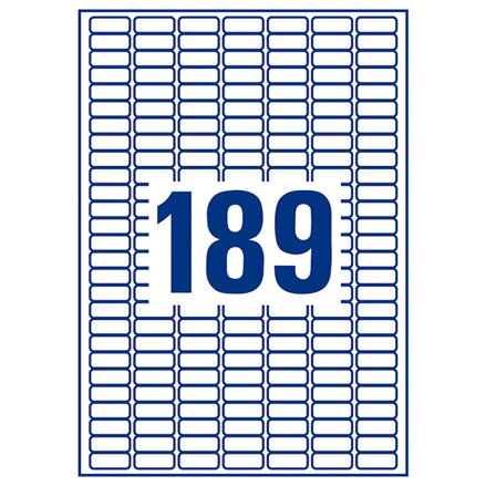 Avery Zweckform etikety 25.4mm x 10mm, A4, bílé, 189 etiket, s vysokou lepivostí, baleno po 20 ks, L7871-20, pro laserové a inkous