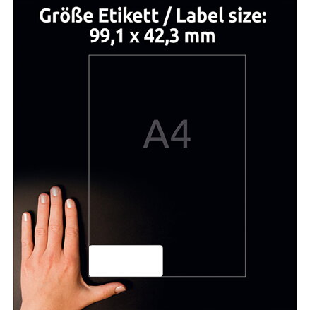 Avery Zweckform etikety 99.1mm x 42.3mm, A4, bílé, 12 etiket, velmi odolné, baleno po 40 ks, L7913-40, pro laserové tiskárny a kop