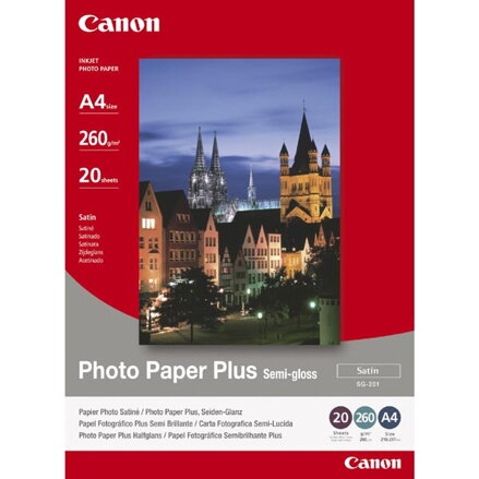 Canon Photo Paper Plus Semi-Glossy, foto papír, pololesklý, saténový typ bílý, 20x25cm, 8x10", 260 g/m2, 20 ks, SG-201 8X10inch, i