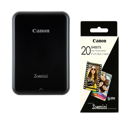Canon ZINK Photo Paper, foto papír, bez okrajů typ lesklý, Zero Ink typ bílý, 5x7,6cm, 2x3", 20 ks, 3214C002, termální