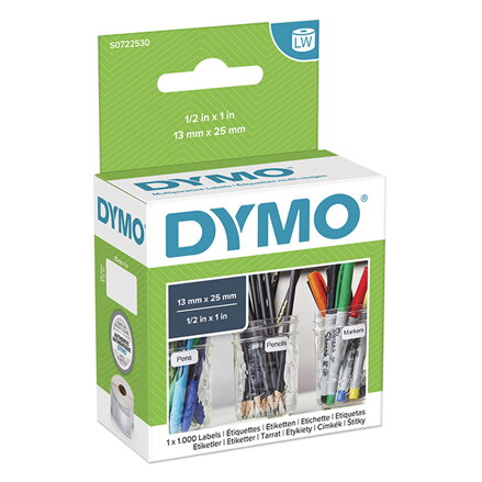 Dymo papírové štítky 25mm x 13mm, bílé, multifunkční, 1000 ks, 11353, S0722530