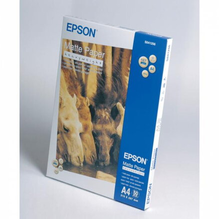 Epson Matte Paper Heavyweight, foto papír, matný, silný typ bílý, Stylus Photo 1270, 1290, A4, 167 g/m2, 50 ks, C13S041256, inkous