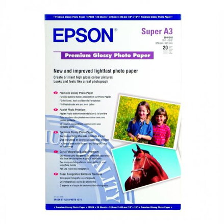 Epson Premium Glossy Photo Paper, foto papír, lesklý, bílý, Stylus Photo 890, 895, 1270, 2100, A3+, 255 g/m2, 20 ks, C13S041316, i Epson Premium Glossy Photo Paper, foto papír, lesklý, bílý, Stylus Photo 890, 895, 1270, 2100, A3+, 255 g/m2, 20 ks, C13S041316, i