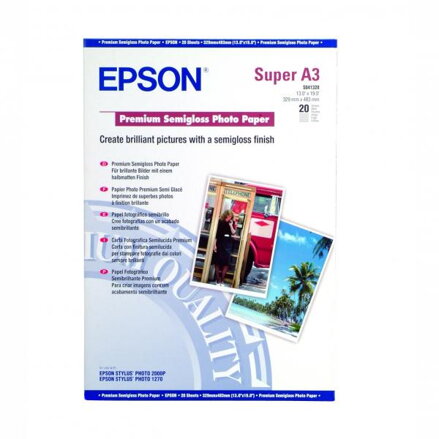 Epson Premium Semigloss Photo Paper, foto papír, pololesklý, bílý, Stylus Photo 1270, 2000P, A3+, 251 g/m2, 20 ks, C13S041328, ink Epson Premium Semigloss Photo Paper, foto papír, pololesklý, bílý, Stylus Photo 1270, 2000P, A3+, 251 g/m2, 20 ks, C13S041328, ink