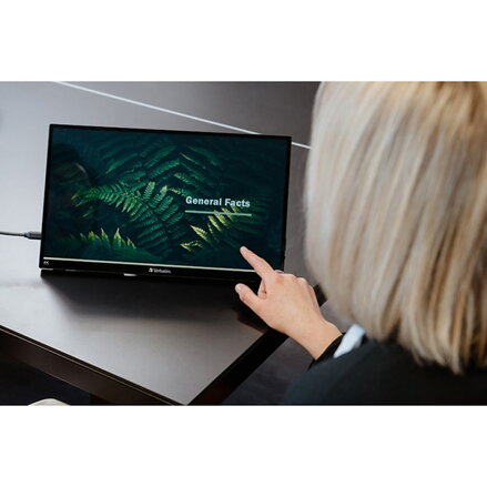 Verbatim přenosný dotykový monitor, PMT-15-4K, 15.6", Ultra HD 4K (3840x2160), 60Hz, černý
