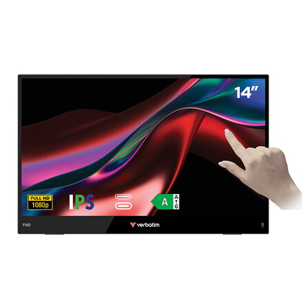 Verbatim přenosný monitor, Touch Monitor LIGHT, 14", Full HD (1920x1080), 60Hz, černý