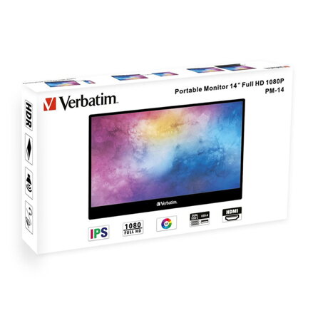 Verbatim přenosný monitor, PM-14, 14", Full HD (1920x1080), 60Hz, černý