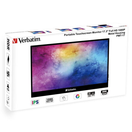 Verbatim přenosný dotykový monitor, PMT-17, 17.3", Full HD (1920x1080), 60Hz, černý