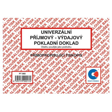 Příjmový - výdajový pokladní doklad A6, 10x50listů,10ks, cena za 1ks, univerzální, Baloušek