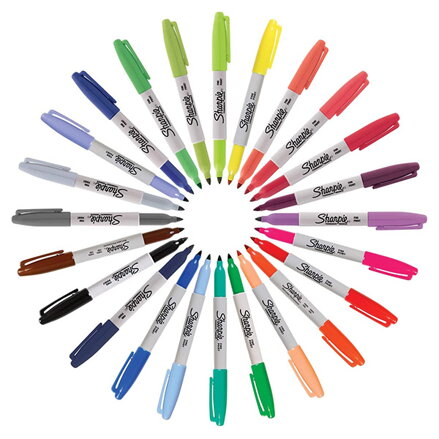 Sharpie, popisovač Fine, mix kosmických barev, 24ks, 0.9mm, permanentní, blistr