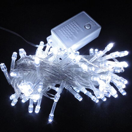 LED osvětlení, řetěz, 10m, 220-240 V (50-60Hz), 6W, studená bílá, transparentní kabel, 30000h, 100x LED