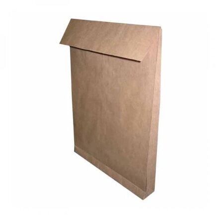 Obchodní taška B4, 250 x 353mm, hnědá, Krpa, s křížovým dnem, s krycí páskou