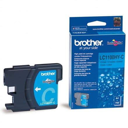 Brother originální ink LC-1100HYC, cyan, 750str., high capacity, Brother DCP-6690CW, MFC-6490CW