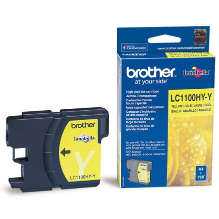Brother originální ink LC-1100HYY, yellow, 750str., high capacity, Brother DCP-6690CW, MFC-6490CW