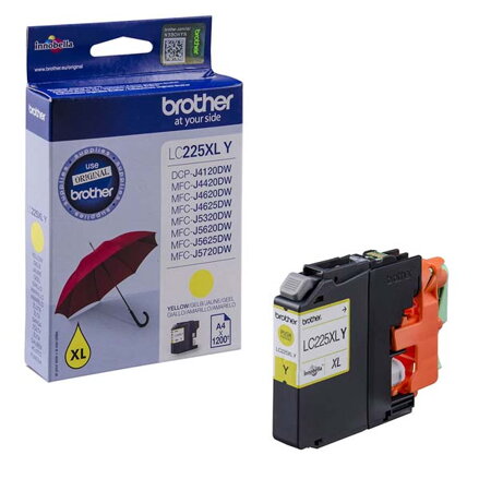 Brother originální ink LC-225XLY, yellow, 1200str., Brother MFC-J4420DW, MFC-J4620DW