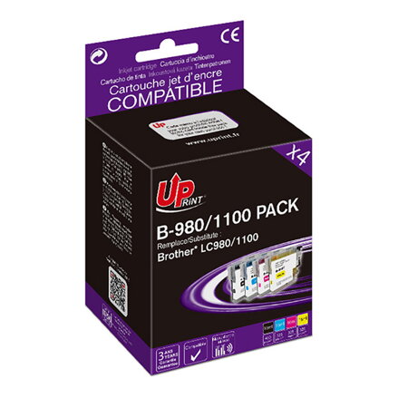 UPrint kompatibilní ink s 1xblack/1xcyan/1xmagenta/1xyellow, B-980/1100 BK/C/M/Y PACK 4, pro Brother DCP-145C, 165C