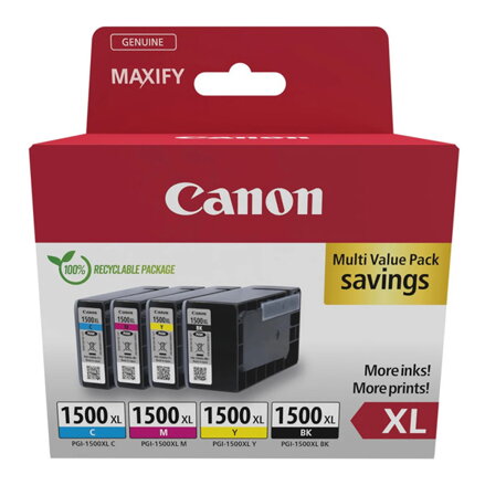 Canon originální ink PGI-1500XL BK/C/M/Y MULTI, 9182B006, CMYK, 400/3*300str.