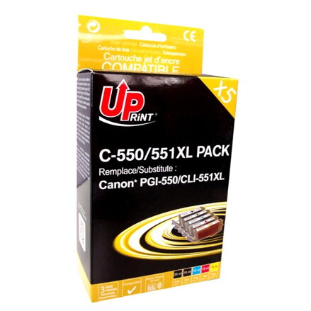 UPrint kompatibilní ink s CLI551, 2xblack/1xcyan/1xmagenta/1xyellow, C-551XL-PACK, pro Canon PIXMA iP7250, MG5450, MG6350
