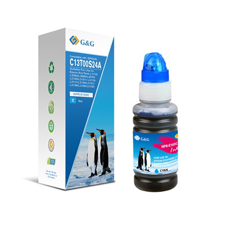 G&G kompatibilní ink s C13T00S24A, cyan, NPR-E103C-70ml-B, pro Epson EcoTank L3151, L3150, L3111, L3110