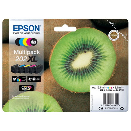 Epson originální ink C13T02G74010, 202 XL, CMYK, 1x13.8, 1x7.9ml, 3x8.5ml, Epson XP-6000, XP-6005