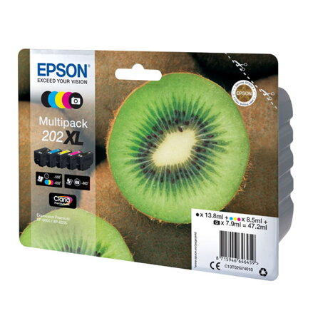 Epson originální ink C13T02G74010, 202 XL, CMYK, 1x13.8, 1x7.9ml, 3x8.5ml, Epson XP-6000, XP-6005
