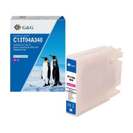 G&G kompatibilní ink s C13T04A340, magenta, 8000str., NP-E-T04AXXLM-A, pro Epson WF-C8190, WF-C8690
