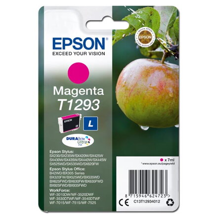 Epson originální ink C13T12934012, T1293, magenta, 485str., 7ml, Epson Stylus SX420W, 425W, Stylus Office BX305F, 320FW