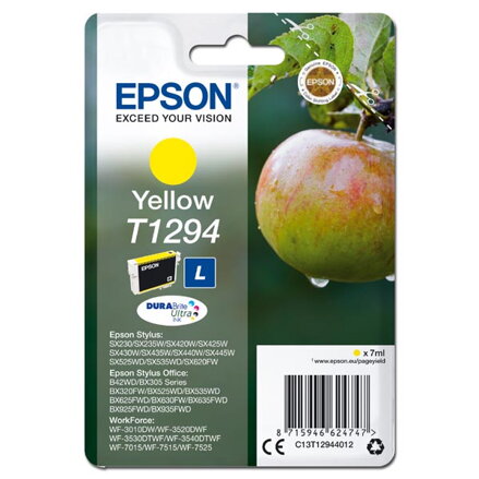 Epson originální ink C13T12944012, T1294, yellow, 485str., 7ml, Epson Stylus SX420W, 425W, Stylus Office BX305F, 320FW