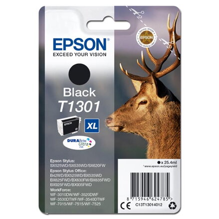 Epson originální ink C13T13014012, T1301, black, 945str., 25,4ml, Epson Stylus Office BX625FWD Epson originální ink C13T13014012, T1301, black, 945str., 25,4ml, Epson Stylus Office BX625FWD