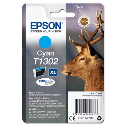Epson originální ink C13T13024012, T1302, cyan, 765str., 10,1ml, Epson Stylus Office BX320FW Epson originální ink C13T13024012, T1302, cyan, 765str., 10,1ml, Epson Stylus Office BX320FW