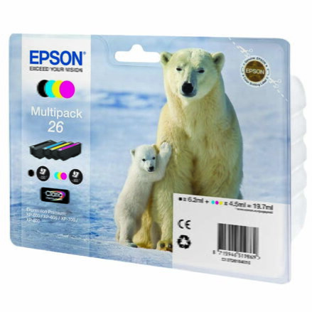 Epson originální ink C13T26164010, T261640, CMYK, 3x4,5/6,2ml, Epson Expression Premium XP-800, XP-700, XP-600