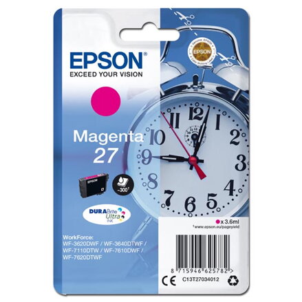 Epson originální ink C13T27034012, 27, magenta, 3,6ml, Epson WF-3620, 3640, 7110, 7610, 7620 Epson originální ink C13T27034012, 27, magenta, 3,6ml, Epson WF-3620, 3640, 7110, 7610, 7620