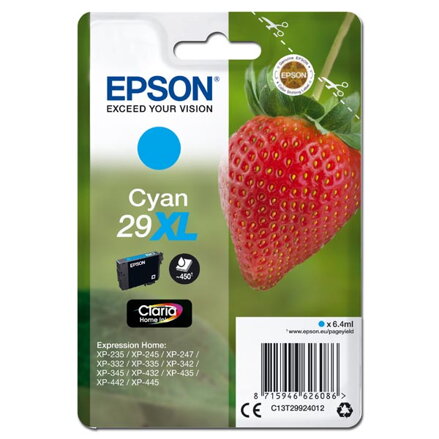 Epson originální ink C13T29924012, T29XL, cyan, 6,4ml, Epson Expression Home XP-235,XP-332,XP-335,XP-432,XP-435 Epson originální ink C13T29924012, T29XL, cyan, 6,4ml, Epson Expression Home XP-235,XP-332,XP-335,XP-432,XP-435