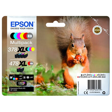 Epson originální ink C13T379D4010, 378XL+478XL, CMYK, 1x10.2ml, 2x11.2ml, 3x9.3ml, Epson
