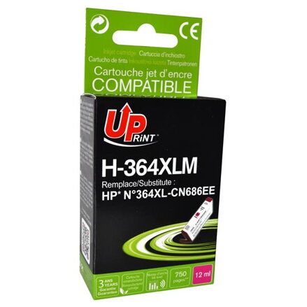 UPrint kompatibilní ink s CB324EE, CN686EE, HP 364XL, magenta, 12ml, H-364XLM, s čipem, pro HP Photosmart B8550, C5380, D5460