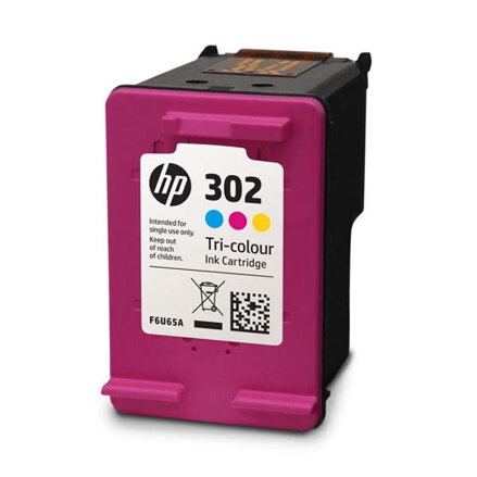 HP originalní ink F6U65AE, HP 302, color, 165/165/165str., 4ml, HP OJ 3830,3834,4650, DJ 2130,3630,1010, Envy 4520