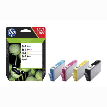 HP originální ink N9J73AE, HP 364 Combo pack, CMYK, blistr, HP 4-pack + paper Combo-pack,B8550,C5380,D5460