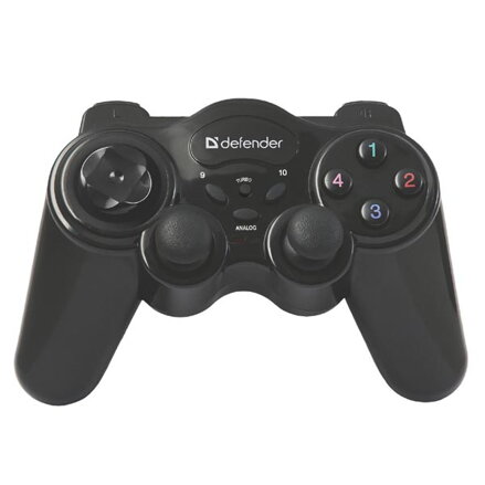 Gamepad Defender AAA, GAME MASTER WIRELESS, 2.4 GHz, 12tl., bezdrátové, černý, 3x AAA, vibrační, Windows 2000/XP/Vista/7 Gamepad Defender AAA, GAME MASTER WIRELESS, 2.4 GHz, 12tl., bezdrátové, černý, 3x AAA, vibrační, Windows 2000/XP/Vista/7