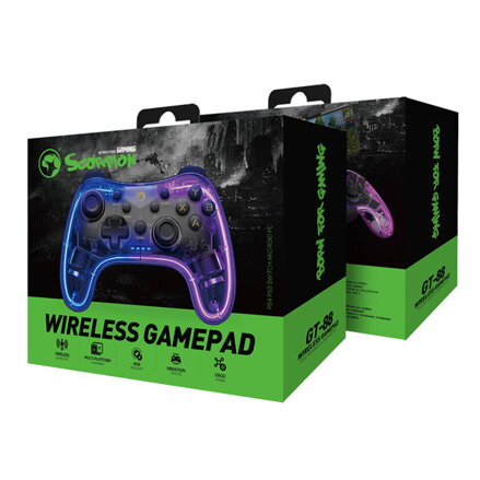Gamepad Marvo GHOST 40, bezdrátový, 17tl., všesměrový, průhledný