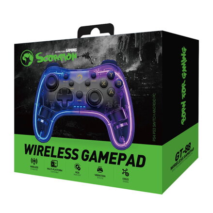 Gamepad Marvo GHOST 40, bezdrátový, 17tl., všesměrový, průhledný