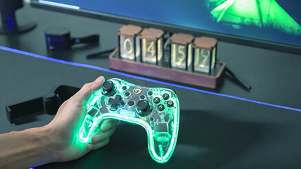 Gamepad Marvo GHOST 40, bezdrátový, 17tl., všesměrový, průhledný